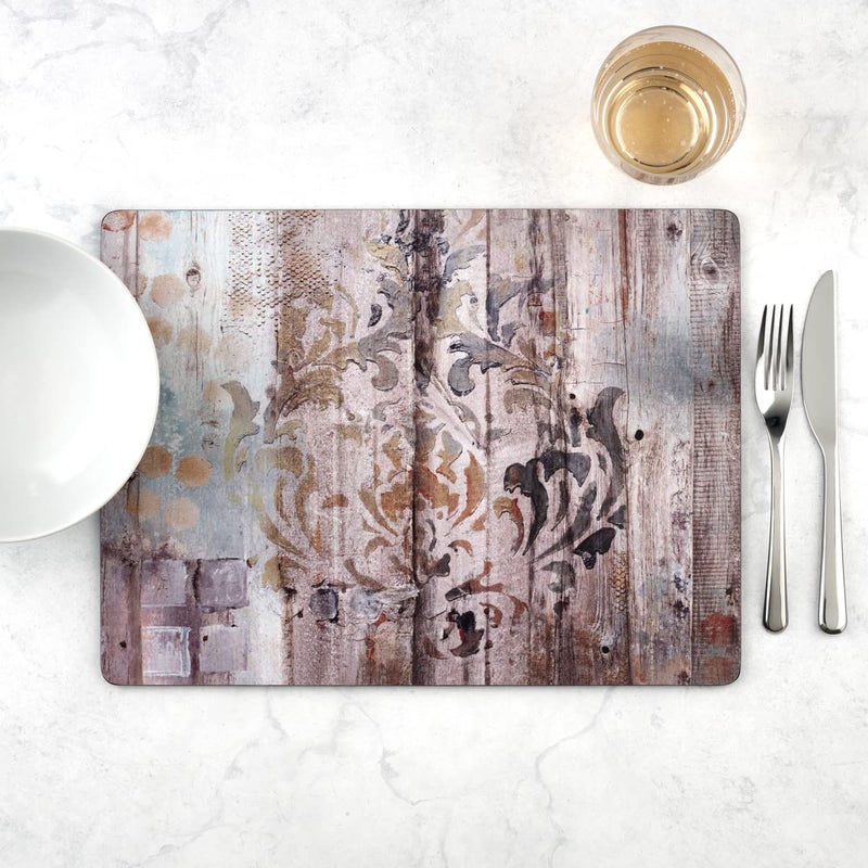 Pimpernel Frozen in Time Placemats, Set of 4 (15.7" x 11.7") â€“ Cork-Backed Boards with Rustic Wood Texture in Lilac & Pale Blue Shades, Heat & Stain Resistant Lacquered Finish for Dining & Kitchen - Image 2